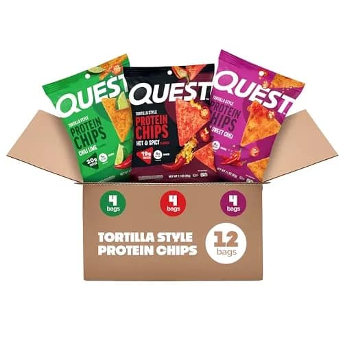 Quest Nutrition Tortilla Style Protein Chips Spicy Variety Pack 12 Count (1.4 lbs / 0.64 kg) | High Protein, Low Carb, Gluten-Free thumbnail 1