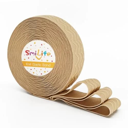 SmiLife Silicone Gripper Elastic for Clothing, Beige, 2.54 cm x 10.97 m | Stays Tucked, Washable, Sew or Glue thumbnail 1