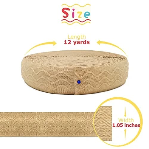 SmiLife Silicone Gripper Elastic for Clothing, Beige, 2.54 cm x 10.97 m | Stays Tucked, Washable, Sew or Glue thumbnail 3