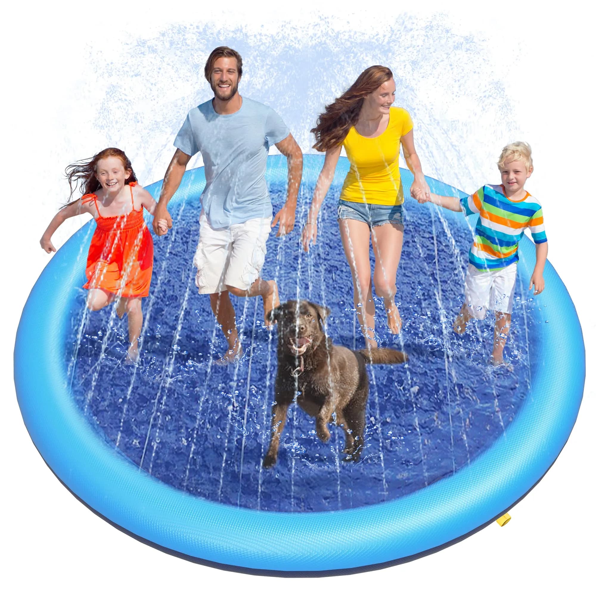Peteast Dog Pool, Anti-Slip Splash Pad for Dogs, 67 in, Blue | Large Water Play Mat for Dogs & Kids — Blue / 86in
