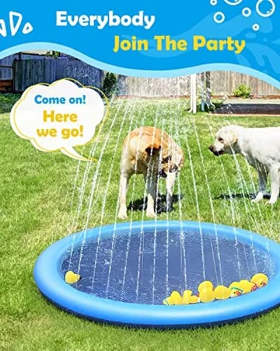 Peteast Dog Pool, Anti-Slip Splash Pad for Dogs, 86 in, Blue | Large, Puncture-Resistant Water Play Mat thumbnail 5