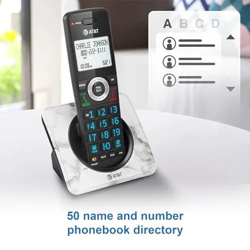 AT&T DECT 6.0 Cordless Phone with Call Block | Marble Finish, 2" Backlit Display, Full-Duplex Speakerphone thumbnail 3