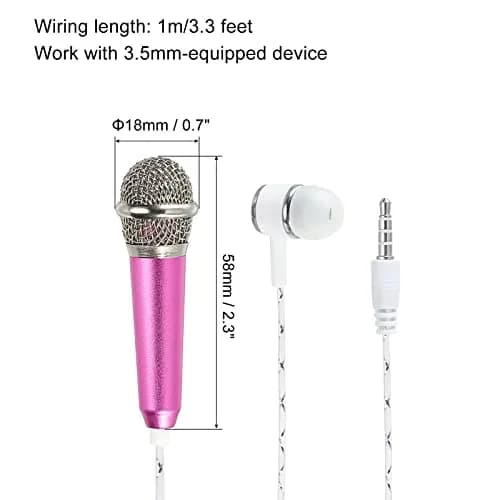 PATIKIL Mini Microphone Portable Vocal Microphone Rose Red | Voice Recording & Singing thumbnail 2