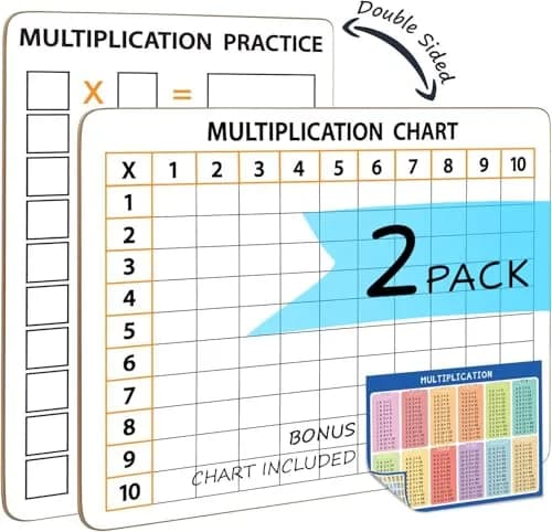 Scribbledo Multiplication Chart Dry Erase Boards 9x12 Inch (22.86cm x 30.48cm), 2 Pack | Reusable Math Practice Lapboards for Grades 3-5 thumbnail 7