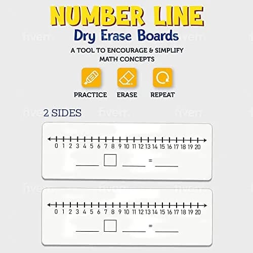 Scribbledo Dry Erase Number Line Board 12x4 Inches (30.5x10.2 cm) 2 Pack | Math Practice for Grades 1-3 thumbnail 7