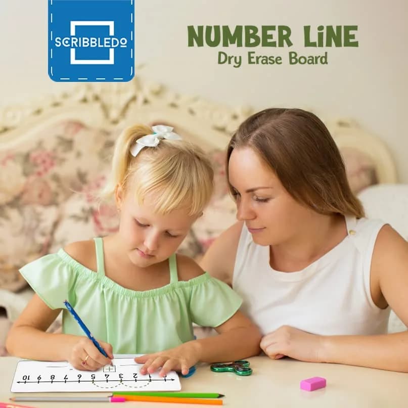 Scribbledo Dry Erase Number Line Board 12x4 Inches (30.5x10.2 cm) 2 Pack | Math Practice for Grades 1-3 thumbnail 3