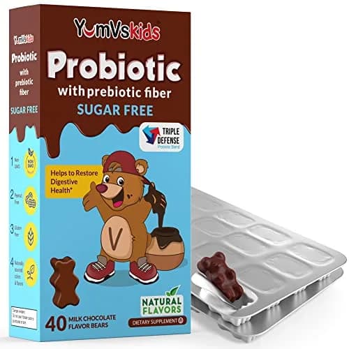 YUM-V'S Kids Probiotic Chocolate Bears 60 Count | 1 Billion CFU, Gluten-Free, Kosher & Halal (120g) thumbnail 7