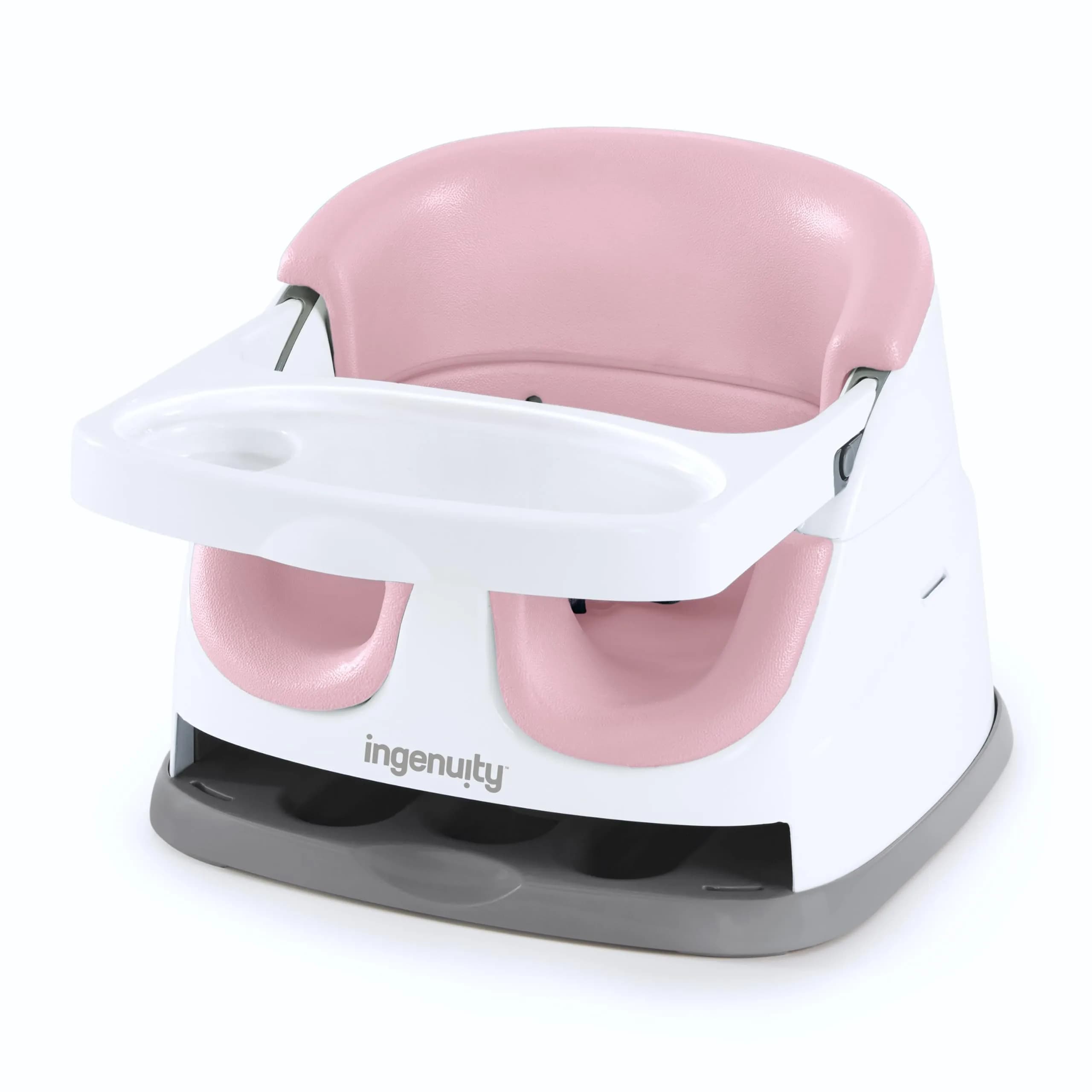 Ingenuity Baby Base 2-in-1 Booster Feeding and Floor Seat with Self-Storing Tray - Peony | 36 cm (14.2 in) Wide