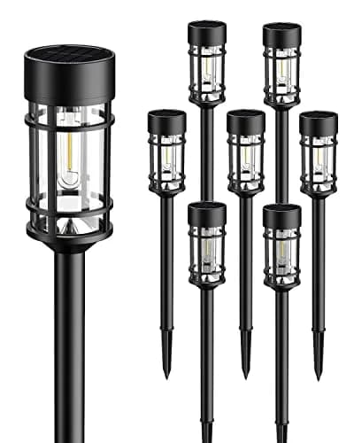 ILANCK Solar Pathway Lights 8 Pack 21" Waterproof Metal & Glass Outdoor Garden Decor thumbnail 9
