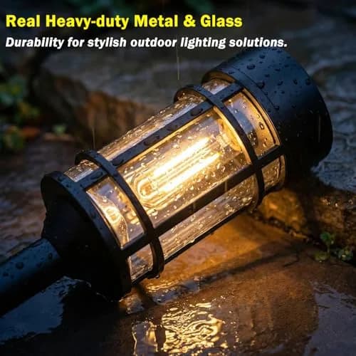 ILANCK Solar Pathway Lights 8 Pack 21" Waterproof Metal & Glass Outdoor Garden Decor thumbnail 3
