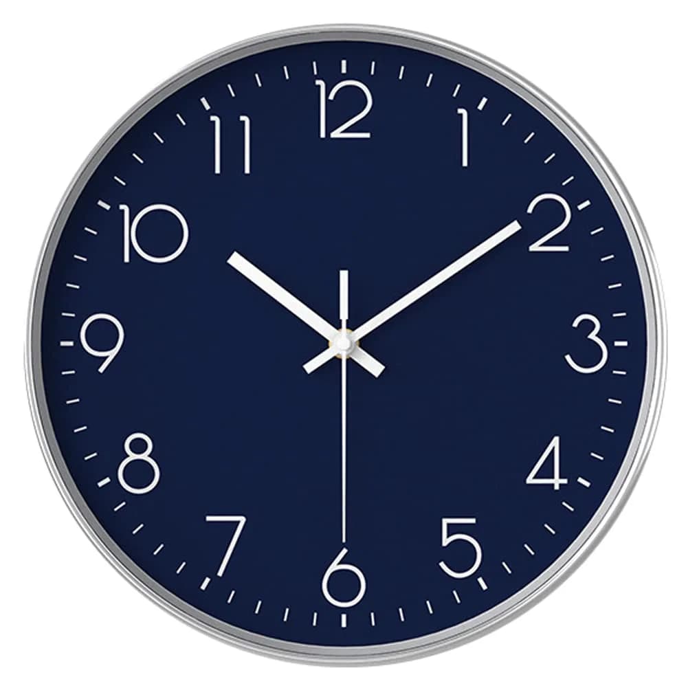 YTAONS 12-inch Silent Non-Ticking Wall Clock with Arabic Numerals | Modern Navy Blue Decor - main product image