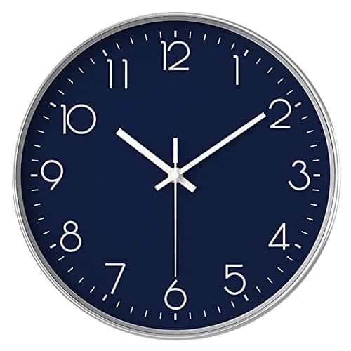 YTAONS 12-inch Silent Non-Ticking Wall Clock with Arabic Numerals | Modern Navy Blue Decor thumbnail 1