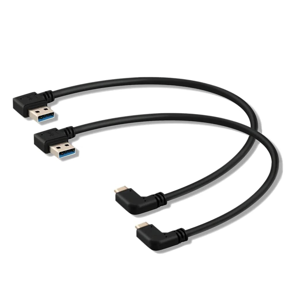 Oxsubor USB C 90 Degree Right Angle Cable Extension USB 3.0 Type c Cable Left Angle Male (25cm / 9.8in, Black, 2-Pack) — Type c cable left 2PCS