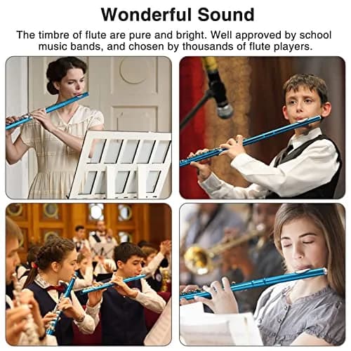 POGOLAB Flutes, Closed Hole C 16 Keys Flute for Beginners, Sky Blue | Student Brass & Woodwind Instrument thumbnail 6