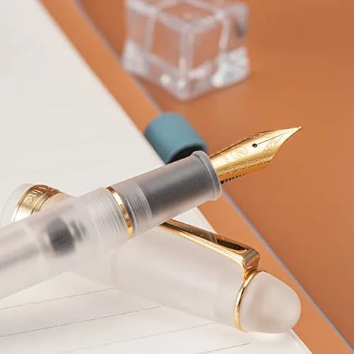 Asvine V126 Vacuum Filling Fountain Pen Extra Fine Nib, Frosted Clear Acrylic, 14.8cm (5.83in) | Smooth Writer thumbnail 5