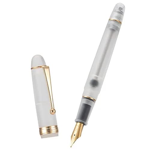 Asvine V126 Vacuum Filling Fountain Pen Medium Nib, Frosted Clear Acrylic, 14.8cm (5.8in) | Smooth Writing Instrument thumbnail 2