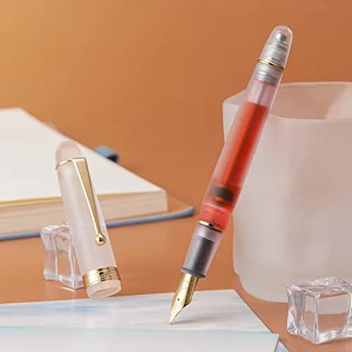 Asvine V126 Vacuum Filling Fountain Pen Medium Nib, Frosted Clear Acrylic, 14.8cm (5.8in) | Smooth Writing Instrument thumbnail 4