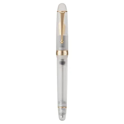 Asvine V126 Vacuum Filling Fountain Pen Gold Plated Fine Point, Frosted Transparent Acrylic Pen with Gift Case thumbnail 2
