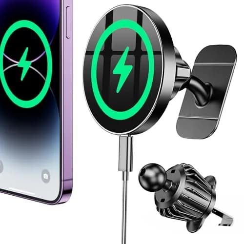 Coolpow Magsafe Car Mount Charger 15W | Magnetic Wireless Car Charger for iPhone thumbnail 1