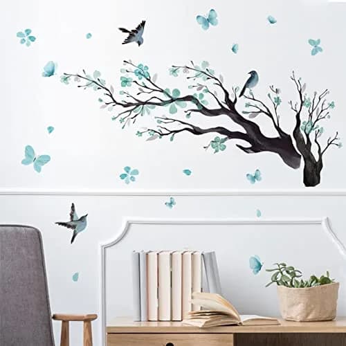 BWCXXZH Watercolor Blue Flower Wall Stickers | Reusable DIY Wall Decor for Nursery & Living Room thumbnail 5