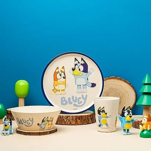 Zak Designs Bluey Kids Dinnerware Set 3 Pieces | Durable Melamine Bamboo Plate, Bowl & Tumbler for Family Meals thumbnail 2