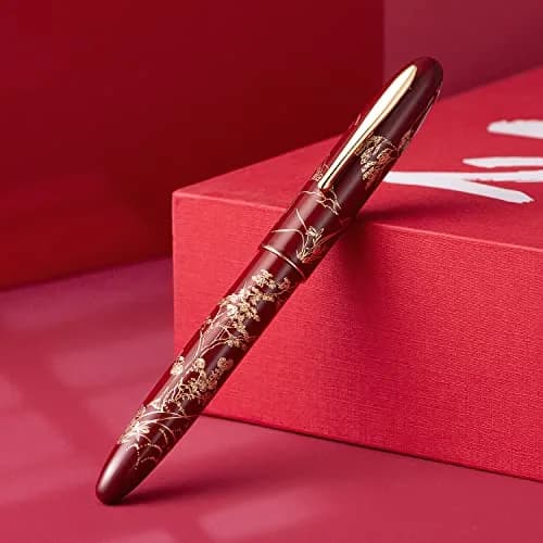 HONG DIAN N23 Red Rabbit Fountain Pen Long Blade Medium Nib Gold Trim | Smooth Writing Instrument thumbnail 5