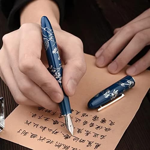 HONG DIAN N23 Blue Rabbit Fountain Pen Medium Nib with Converter and Metal Box Set | Smooth Writing Instrument thumbnail 6