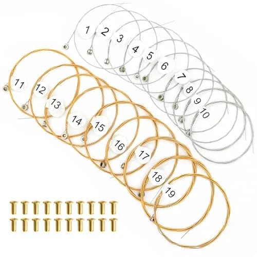 INKNOTE 19 Pcs Lyre Harp Replacement Metal Strings with 20 Rivets | Clear Warm Tone thumbnail 1
