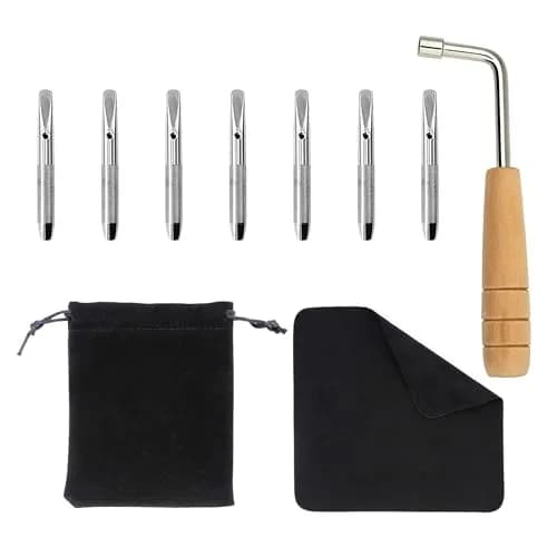 INKNOTE 7 Pcs Tuning Pin Set with L-Shape Wrench & Gooseneck Hammer Lever, 1.47 inch Tuning Pins (Set of 7) | Essential Harp Maintenance Tool thumbnail 1