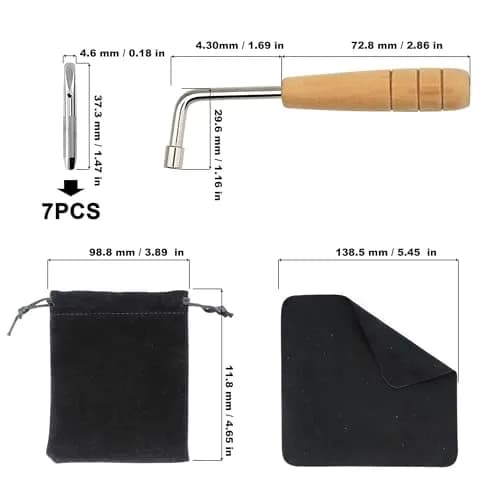 INKNOTE 7 Pcs Tuning Pin Set with L-Shape Wrench & Gooseneck Hammer Lever, 1.47 inch Tuning Pins (Set of 7) | Essential Harp Maintenance Tool thumbnail 6