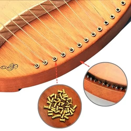 INKNOTE 7 Lyre Harp Replacement Metal Strings with 20 Rivets | Brass Plated Metal thumbnail 5
