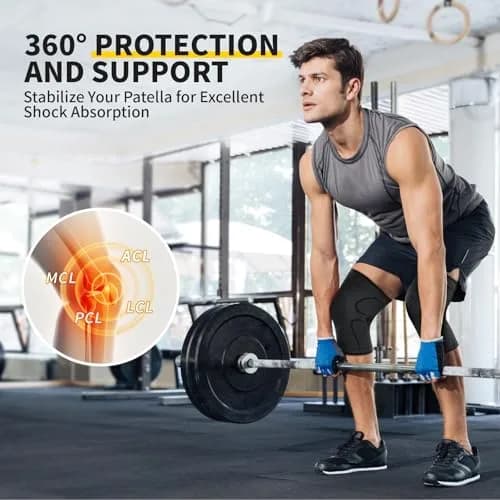 CAMBIVO 2 Pack Knee Brace Compression Sleeve Large (Cool Gray) | Medical Grade Support thumbnail 6