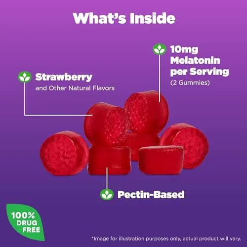 Natrol 10mg Melatonin Gummies Strawberry 140 Count (1680 Gummies Total) | Sleep Support for Adults thumbnail 3