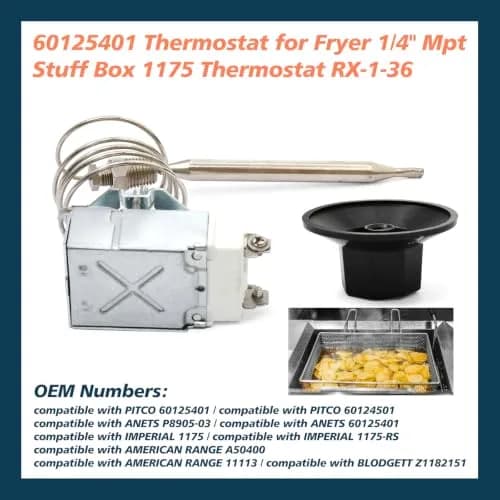 Lisnhlin Thermostat RX-1-36 for Fryer 1/4" Mpt Stuff Box | Deep Fryer 200-400°F thumbnail 3