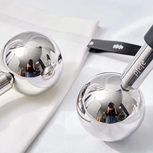 pfefe Stainless Steel Ice Globes for Face & Eyes, 2-Pack | Cooling Roller for Puffiness, Wrinkles, Headaches thumbnail 7