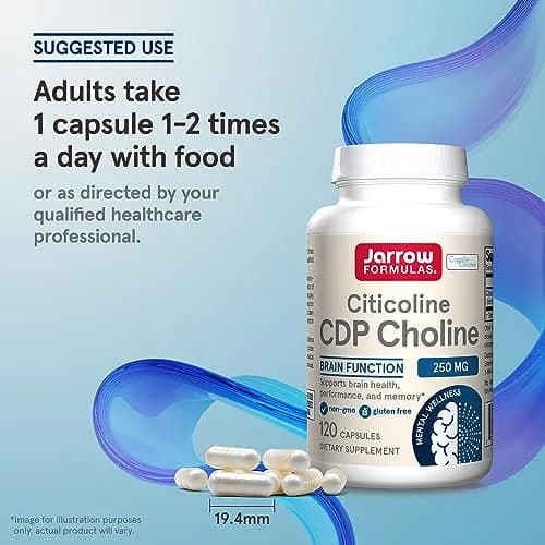 Jarrow Formulas Citicoline CDP Choline 250 MG Capsules (1440 Count, 250 mg) | Supports Brain Health, Performance & Memory thumbnail 7