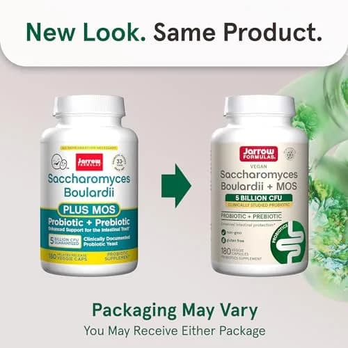 Jarrow Formulas Saccharomyces Boulardii + MOS Probiotic Yeast 180 Veggie Caps | 5 Billion CFU Gut Health Support thumbnail 2