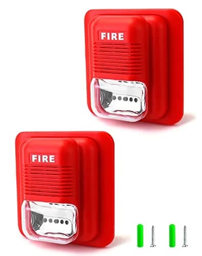 QWORK Red Wired Sound and Light Fire Alarm Strobe Siren Horn 2-Pack | 105dB Loud Alarm with 6 Bright LEDs thumbnail 7