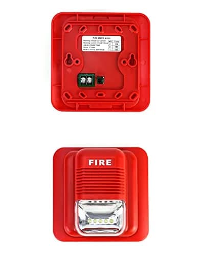 QWORK Red Wired Sound and Light Fire Alarm Strobe Siren Horn 2-Pack | 105dB Loud Alarm with 6 Bright LEDs thumbnail 2