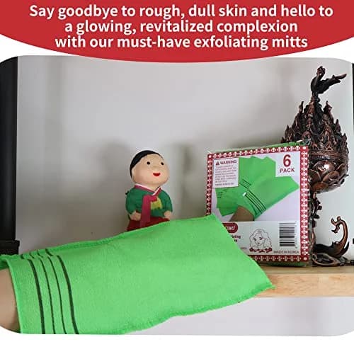 etreetowel Extra Large Korean Asian Exfoliating Bath Washcloth Mitt Scrub 39cm x 14cm (6 PCs) | Removes Dead Skin for Soft Skin thumbnail 4