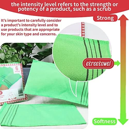 etreetowel Extra Large Korean Asian Exfoliating Bath Washcloth Mitt Scrub 39cm x 14cm (6 PCs) | Removes Dead Skin for Soft Skin thumbnail 3
