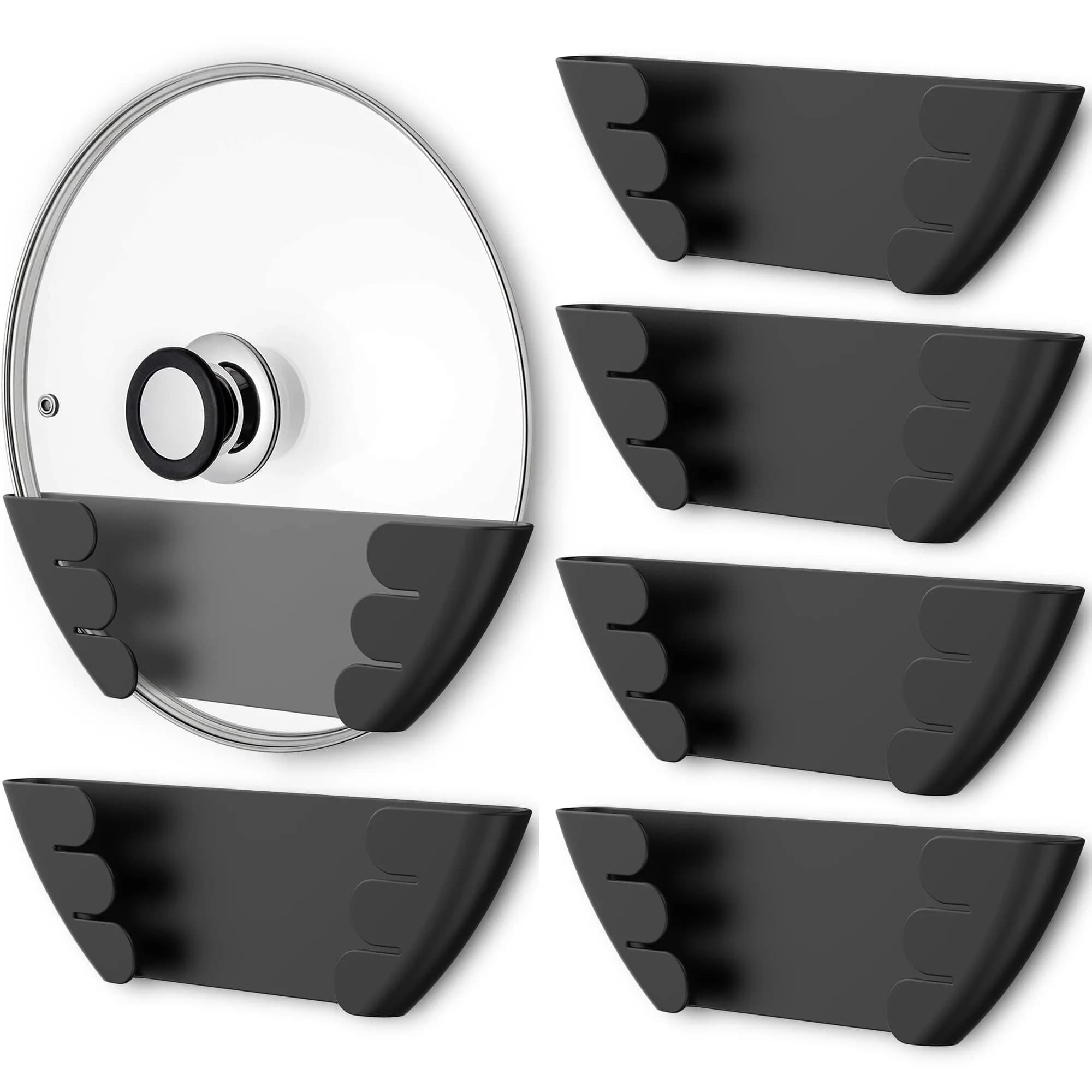Niceyos Universal Pot Lid Organizer 6 Pack | Wall Mount Kitchen Storage Rack Fits 6"-13" Lids - main product image