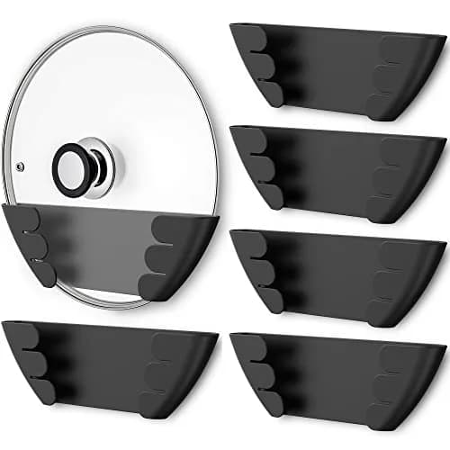 Niceyos Universal Pot Lid Organizer 6 Pack | Wall Mount Kitchen Storage Rack Fits 6"-13" Lids thumbnail 1