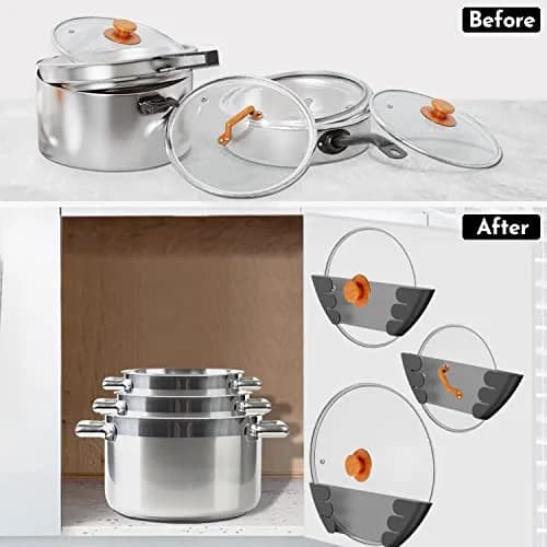 Niceyos Universal Pot Lid Organizer 6 Pack | Wall Mount Kitchen Storage Rack Fits 6"-13" Lids thumbnail 6