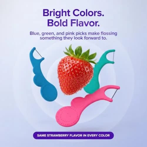 Burst Kids Flossers 90 Count | Strawberry Aroma | Ergonomic, Biodegradable, No-Shred Floss thumbnail 6