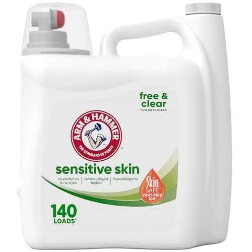 ARM & HAMMER Sensitive Skin Free & Clear Liquid Laundry Detergent | Gentle on Skin, Powerful on Dirt, 140 Fl Oz thumbnail 1