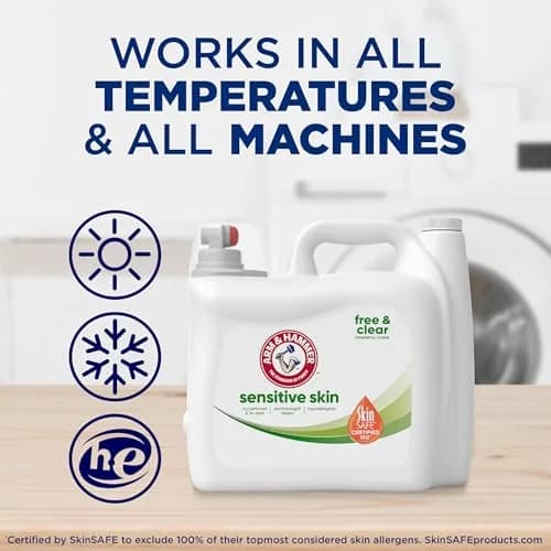 ARM & HAMMER Sensitive Skin Free & Clear Liquid Laundry Detergent | Gentle on Skin, Powerful on Dirt, 140 Fl Oz thumbnail 8
