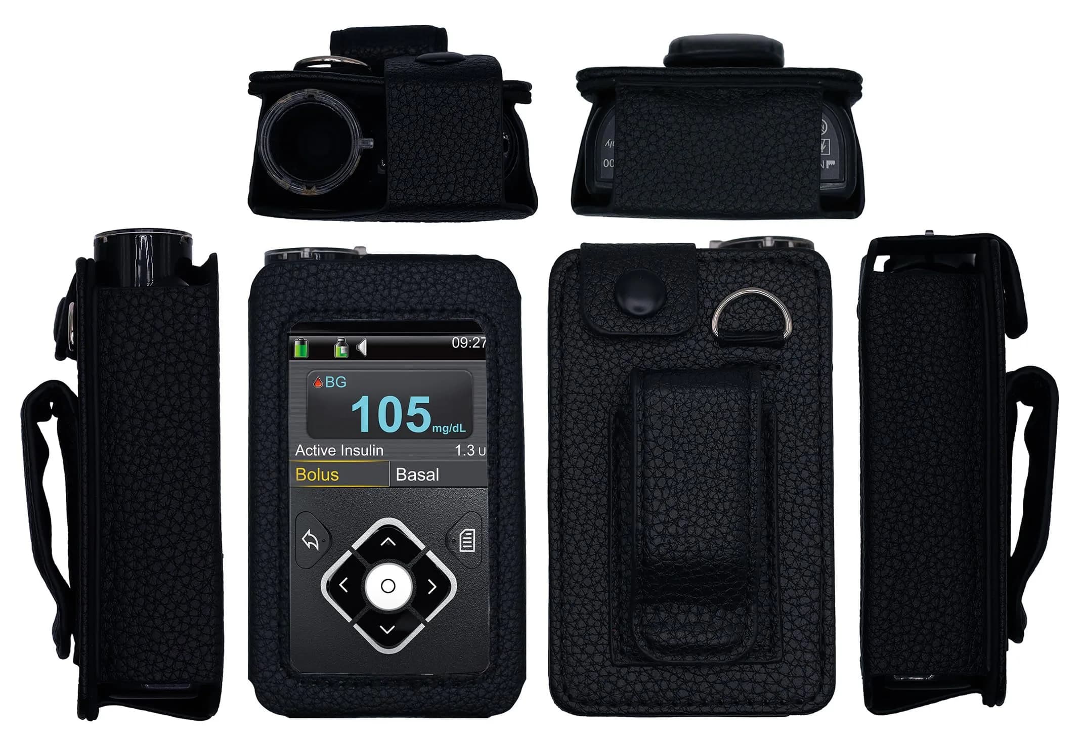 usastar-SNK Leather Case for Medtronic Minimed Insulin Pump 630G/640G/670G/770G/780G (All Models) - Vertical Black | Secure Carry for Diabetes Management — Vertical-B1-Black