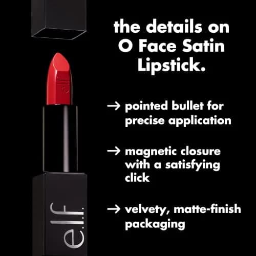 e.l.f. O Face Satin Lipstick Standing Ovation | Long-Lasting Creamy Lipstick with Squalane & Jojoba thumbnail 6