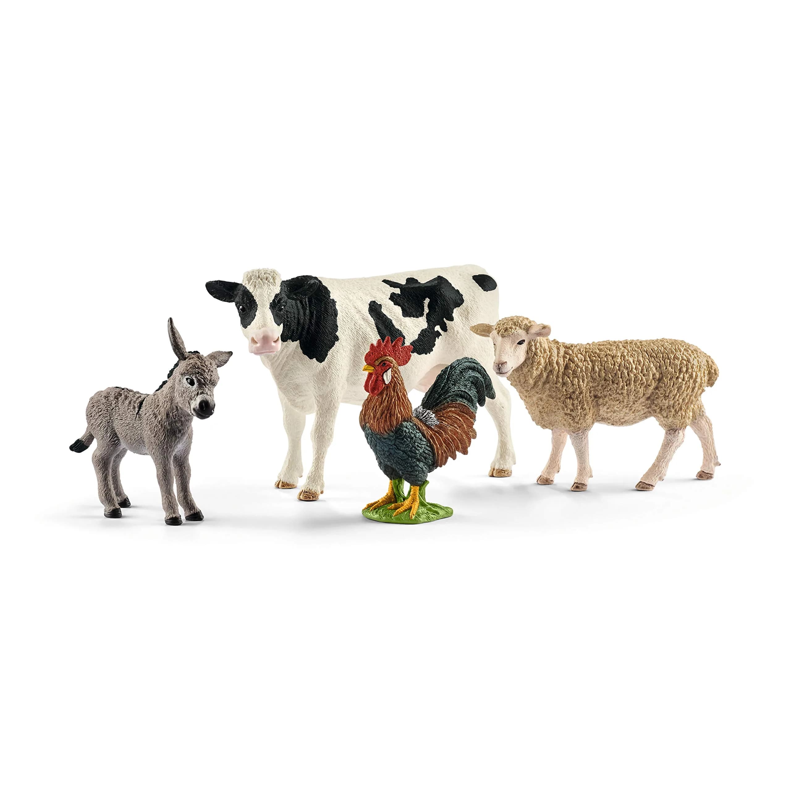 Schleich Braunvieh Cow Toy Figurine 9.5cm (3.7 inch) | Realistic Hand-Painted Animal Model for Ages 3+ — 4PC Starter Barnyard Animal Set